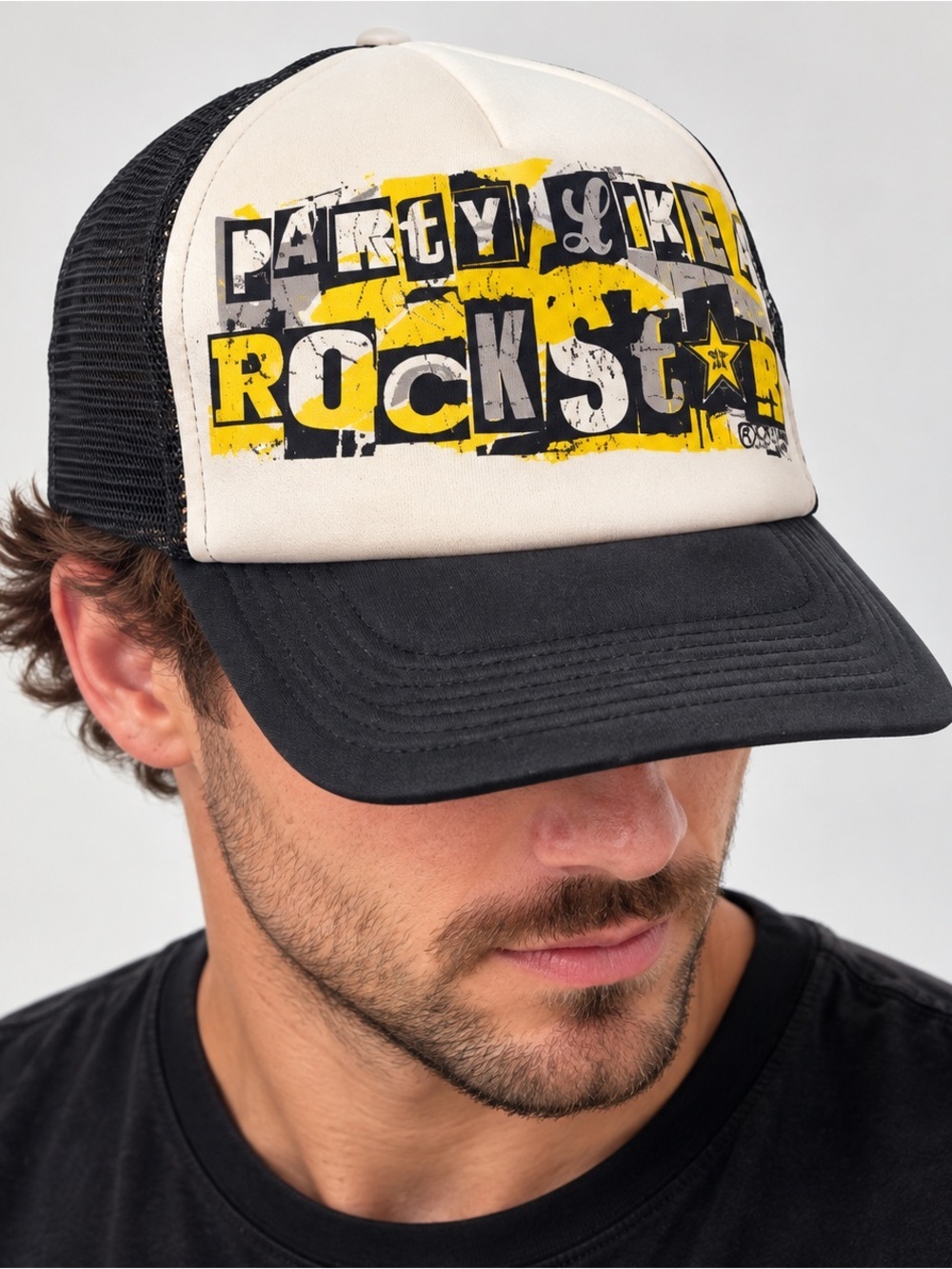 Rockstar Energy Drink Hat Party Like A Rockstar Snapback Trucker Mesh Cap *Flaw